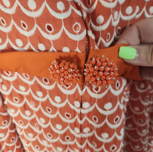 Anthropologie Elegant Orange Patterned Dress, Size 10 - Picture 7 of 9